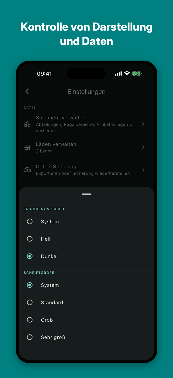 Aisly — Kontrolle von Darstellung und Daten