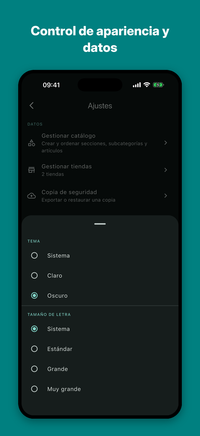 Aisly — Control de apariencia y datos