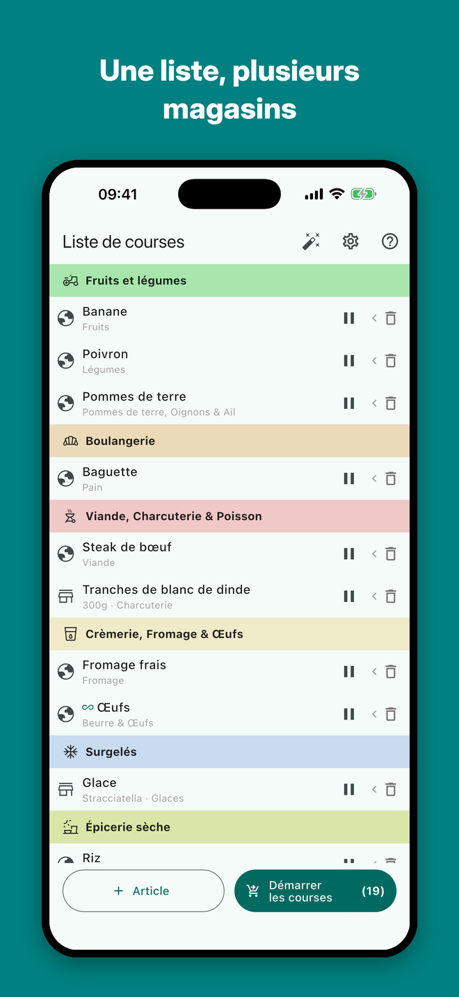 Aisly — Une liste, plusieurs magasins
